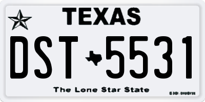 TX license plate DST5531