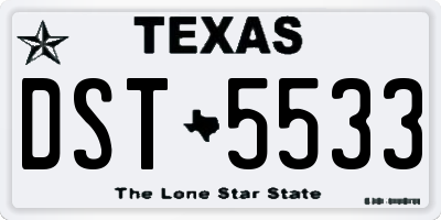 TX license plate DST5533
