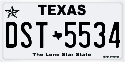 TX license plate DST5534