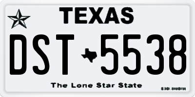 TX license plate DST5538