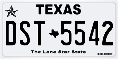 TX license plate DST5542