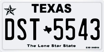 TX license plate DST5543