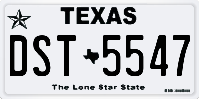 TX license plate DST5547