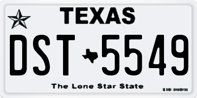 TX license plate DST5549