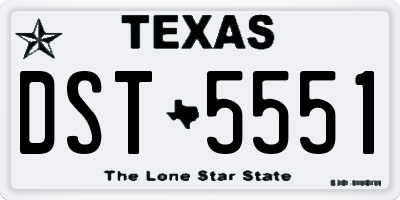 TX license plate DST5551
