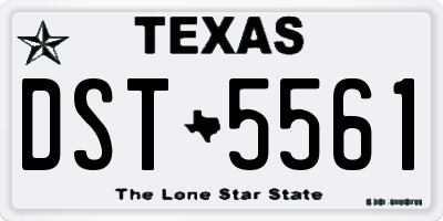 TX license plate DST5561