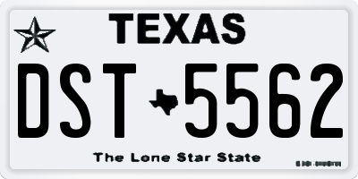 TX license plate DST5562