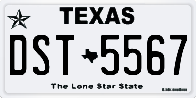 TX license plate DST5567