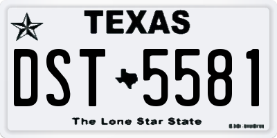 TX license plate DST5581