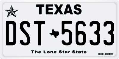 TX license plate DST5633