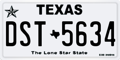 TX license plate DST5634