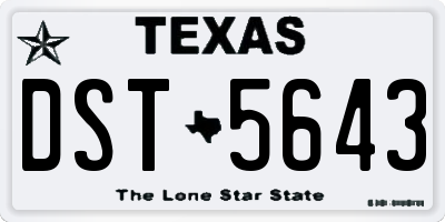 TX license plate DST5643