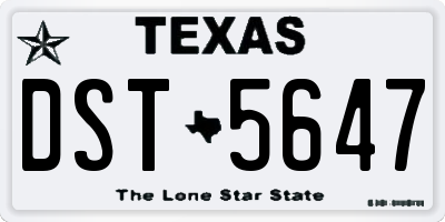 TX license plate DST5647