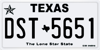 TX license plate DST5651