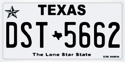 TX license plate DST5662