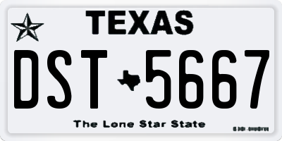 TX license plate DST5667