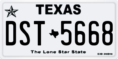 TX license plate DST5668