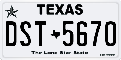 TX license plate DST5670