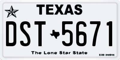 TX license plate DST5671