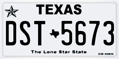 TX license plate DST5673
