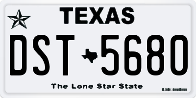 TX license plate DST5680