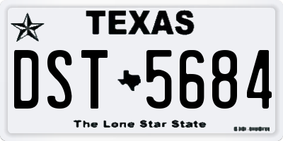 TX license plate DST5684