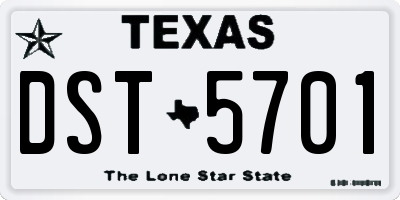 TX license plate DST5701