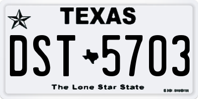 TX license plate DST5703