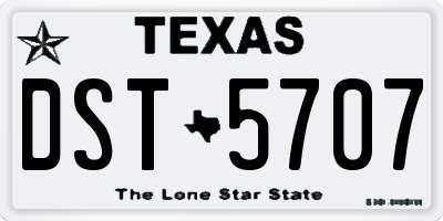 TX license plate DST5707