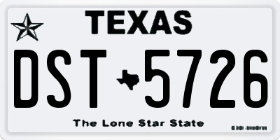 TX license plate DST5726