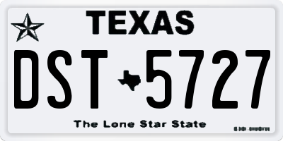 TX license plate DST5727