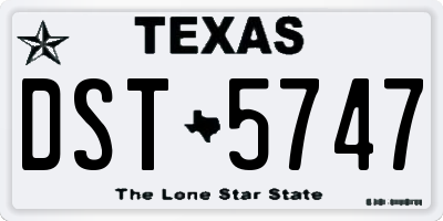 TX license plate DST5747