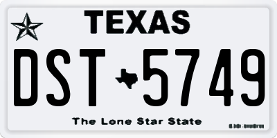 TX license plate DST5749