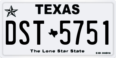 TX license plate DST5751