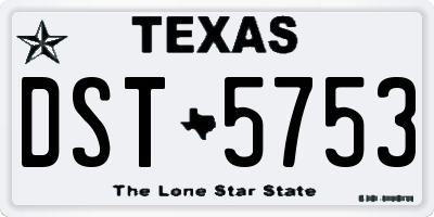 TX license plate DST5753