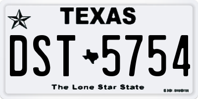 TX license plate DST5754