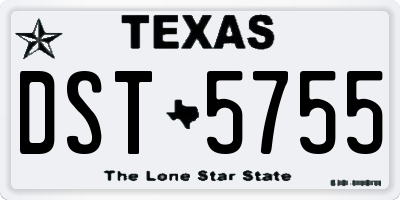 TX license plate DST5755