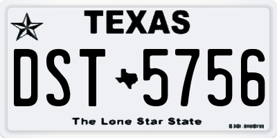 TX license plate DST5756