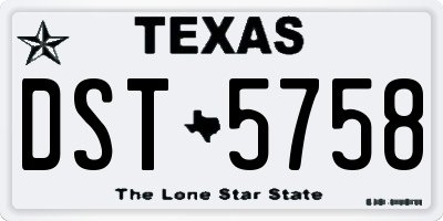 TX license plate DST5758