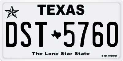 TX license plate DST5760