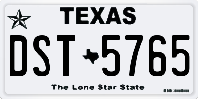 TX license plate DST5765