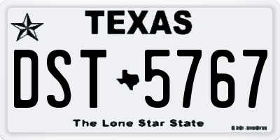 TX license plate DST5767