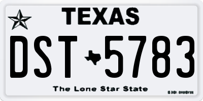 TX license plate DST5783