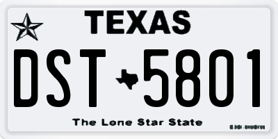 TX license plate DST5801