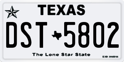 TX license plate DST5802