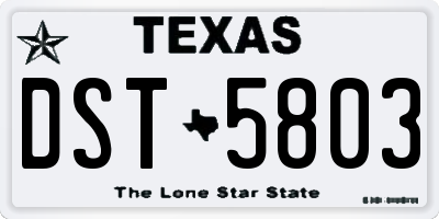 TX license plate DST5803
