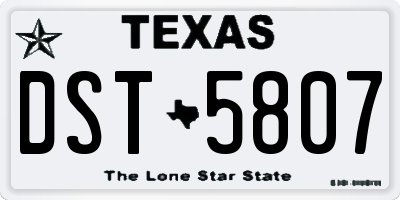 TX license plate DST5807