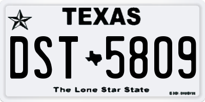 TX license plate DST5809