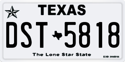 TX license plate DST5818