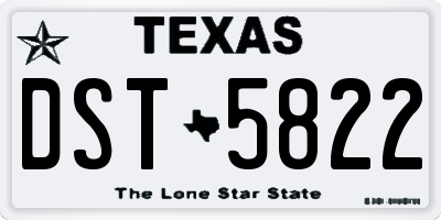 TX license plate DST5822